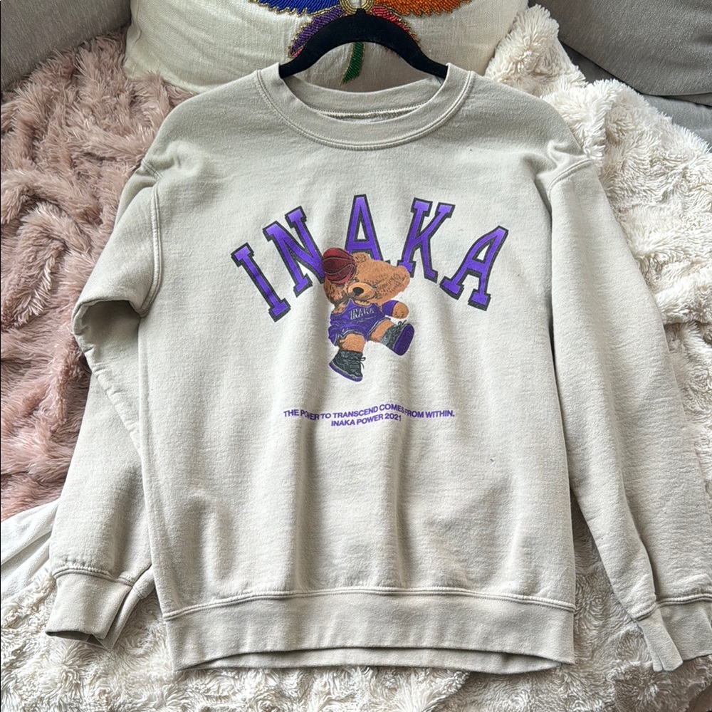 Inaka Power Men's Cream and Purple Sweatshirt